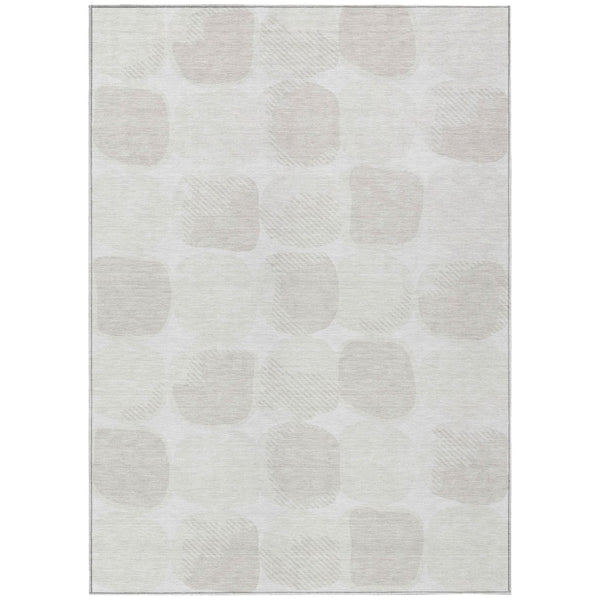 HomeRoots 5' Abstract Ivory and Beige Washable Area Rug – Stylish, Durable Design for Indoor and Outdoor Spaces 10' X 14' 591038