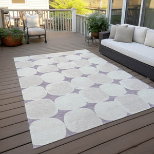 Homeroots 3' Beige And Brown Abstract Washable Area Rug - Stylish Indoor Outdoor Decor For All Spaces 5' X 8' Polyester 591040