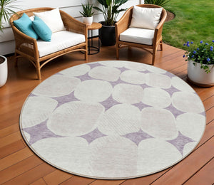 Homeroots 3' Beige And Brown Abstract Washable Area Rug - Stylish Indoor Outdoor Decor For All Spaces 8' Round Polyester 591041
