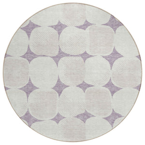 HomeRoots 5' Modern Abstract Area Rug in Lavender, Beige & Ivory – Indoor/Outdoor, Easy Care, Durable Design 8' Round 591041