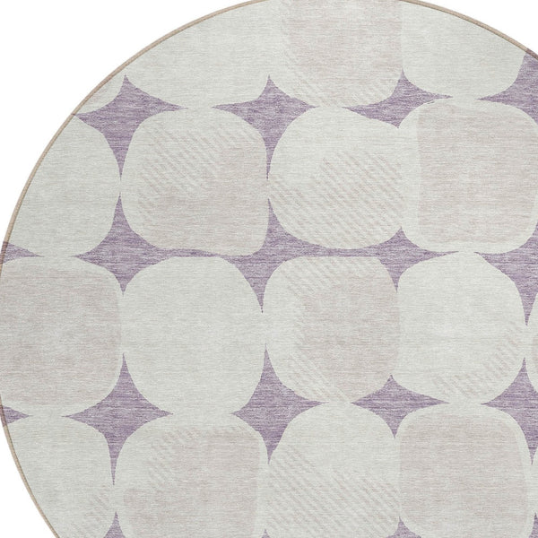 Homeroots 3' Beige And Brown Abstract Washable Area Rug - Stylish Indoor Outdoor Decor For All Spaces 8' Round Polyester 591041