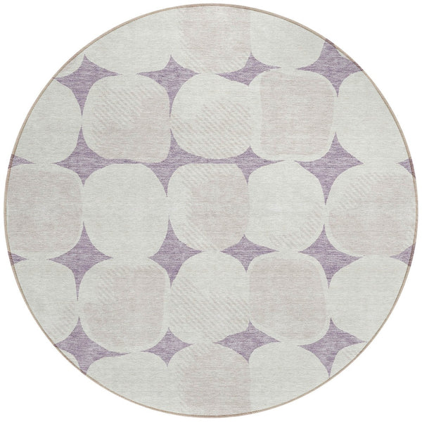 Homeroots 3' Beige And Brown Abstract Washable Area Rug - Stylish Indoor Outdoor Decor For All Spaces 8' Round Polyester 591041