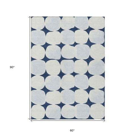 Homeroots 3' Beige And Brown Abstract Washable Area Rug - Stylish Indoor Outdoor Decor For All Spaces 5' X 8' Polyester 591046