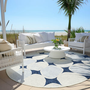 Homeroots 3' Beige And Brown Abstract Washable Area Rug - Stylish Indoor Outdoor Decor For All Spaces 8' Round Polyester 591047