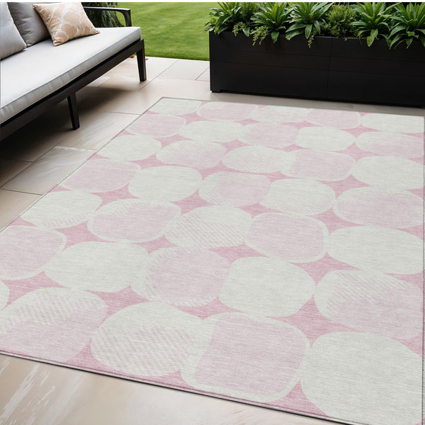 Homeroots 3' Beige And Brown Abstract Washable Area Rug - Stylish Indoor Outdoor Decor For All Spaces 5' X 8' Polyester 591052
