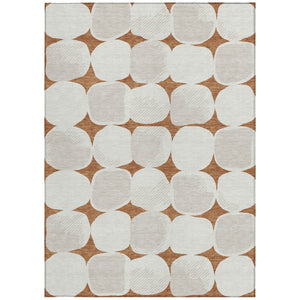 Homeroots 3' Beige And Brown Abstract Washable Area Rug - Stylish Indoor Outdoor Decor For All Spaces 3' X 5' Polyester 591057