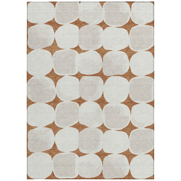 Homeroots 3' Beige And Brown Abstract Washable Area Rug - Stylish Indoor Outdoor Decor For All Spaces 3' X 5' Polyester 591057