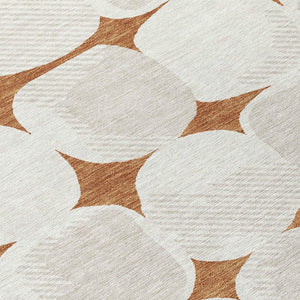 Homeroots 3' Beige And Brown Abstract Washable Area Rug - Stylish Indoor Outdoor Decor For All Spaces 3' X 5' Polyester 591057