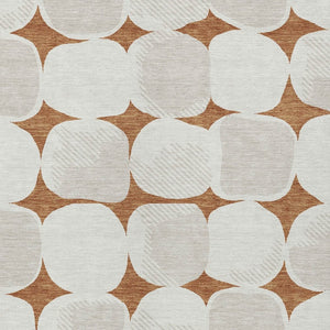 Homeroots 3' Beige And Brown Abstract Washable Area Rug - Stylish Indoor Outdoor Decor For All Spaces 5' X 8' Polyester 591058