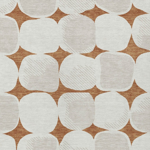 Homeroots 3' Beige And Brown Abstract Washable Area Rug - Stylish Indoor Outdoor Decor For All Spaces 5' X 8' Polyester 591058