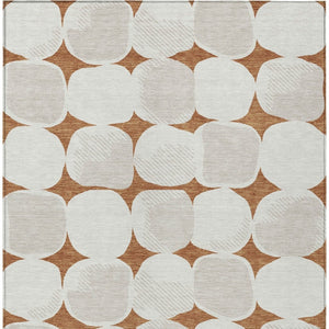 Homeroots 3' Beige And Brown Abstract Washable Area Rug - Stylish Indoor Outdoor Decor For All Spaces 9' X 12' Polyester 591061