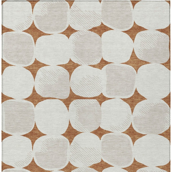 Homeroots 3' Beige And Brown Abstract Washable Area Rug - Stylish Indoor Outdoor Decor For All Spaces 9' X 12' Polyester 591061