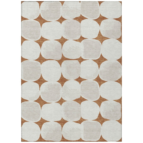 HomeRoots 5' Brown and Ivory Abstract Washable Area Rug - Durable, Stylish, and Perfect for Indoor/Outdoor Use 10' X 14' 591062