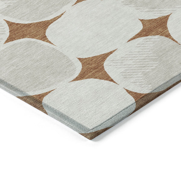 Homeroots 3' Beige And Brown Abstract Washable Area Rug - Stylish Indoor Outdoor Decor For All Spaces 10' X 14' Polyester 591062