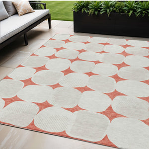 Homeroots 3' Beige And Brown Abstract Washable Area Rug - Stylish Indoor Outdoor Decor For All Spaces 5' X 8' Polyester 591064