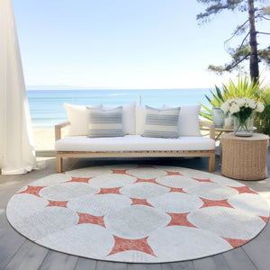 Homeroots 3' Beige And Brown Abstract Washable Area Rug - Stylish Indoor Outdoor Decor For All Spaces 8' Round Polyester 591065