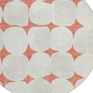 Homeroots 3' Beige And Brown Abstract Washable Area Rug - Stylish Indoor Outdoor Decor For All Spaces 8' Round Polyester 591065