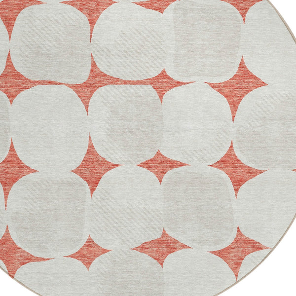 Homeroots 3' Beige And Brown Abstract Washable Area Rug - Stylish Indoor Outdoor Decor For All Spaces 8' Round Polyester 591065