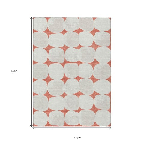 Homeroots 3' Beige And Brown Abstract Washable Area Rug - Stylish Indoor Outdoor Decor For All Spaces 9' X 12' Polyester 591067