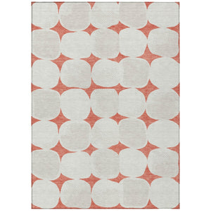 HomeRoots 9' Abstract Salmon Beige and Ivory Washable Area Rug for Indoor or Outdoor High-Traffic Spaces 9' X 12' 591067