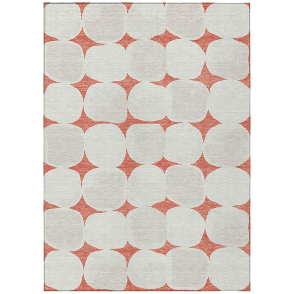HomeRoots 9' Abstract Salmon Beige and Ivory Washable Area Rug for Indoor or Outdoor High-Traffic Spaces 9' X 12' 591067
