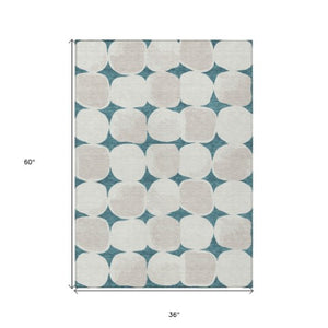 Homeroots 3' Beige And Brown Abstract Washable Area Rug - Stylish Indoor Outdoor Decor For All Spaces 3' X 5' Polyester 591069