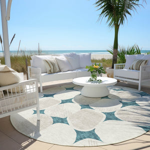 Homeroots 3' Beige And Brown Abstract Washable Area Rug - Stylish Indoor Outdoor Decor For All Spaces 8' Round Polyester 591071