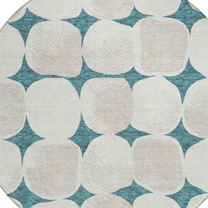 Homeroots 3' Beige And Brown Abstract Washable Area Rug - Stylish Indoor Outdoor Decor For All Spaces 8' Round Polyester 591071