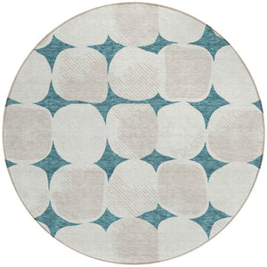 Homeroots 3' Beige And Brown Abstract Washable Area Rug - Stylish Indoor Outdoor Decor For All Spaces 8' Round Polyester 591071