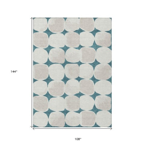 Homeroots 3' Beige And Brown Abstract Washable Area Rug - Stylish Indoor Outdoor Decor For All Spaces 9' X 12' Polyester 591073