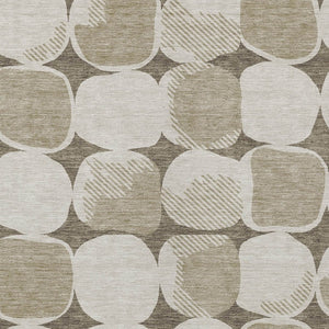 Homeroots 3' Beige And Brown Abstract Washable Area Rug - Stylish Indoor Outdoor Decor For All Spaces 3' X 5' Polyester 591075