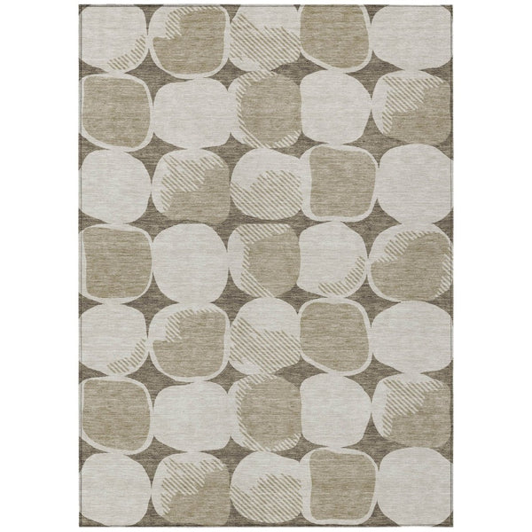 HomeRoots 5' Abstract Washable Indoor Outdoor Area Rug in Taupe, Beige, and Gray - Durable and Stylish Decor 5' X 8' 591076
