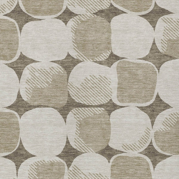 Homeroots 3' Beige And Brown Abstract Washable Area Rug - Stylish Indoor Outdoor Decor For All Spaces 9' X 12' Polyester 591079