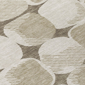 Homeroots 3' Beige And Brown Abstract Washable Area Rug - Stylish Indoor Outdoor Decor For All Spaces 10' X 14' Polyester 591080