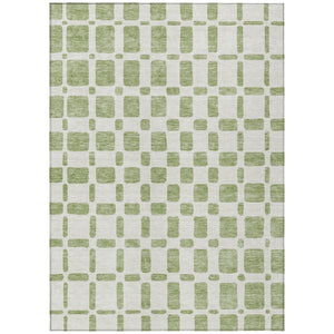 HomeRoots 9' Artichoke Green and Ivory Geometric Area Rug – Durable, Machine Washable, Indoor/Outdoor Use 9' X 12' 591085