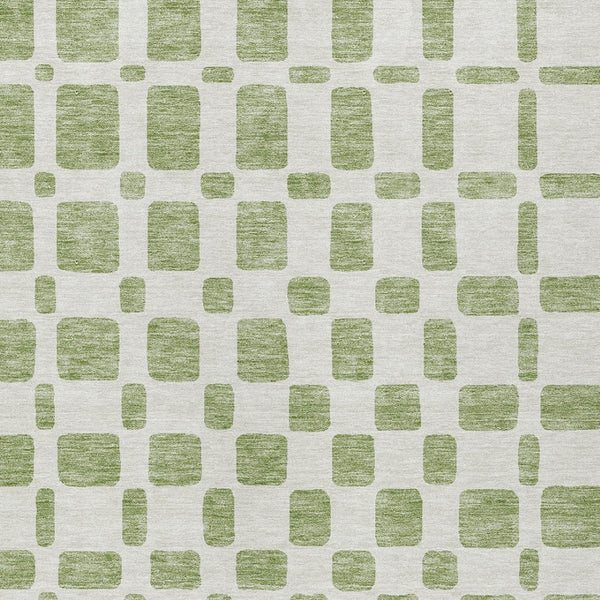 Homeroots 3' Artichoke Green Geometric Indoor Outdoor Area Rug - Stylish, Washable, And Durable For Any Space 9' X 12' Polyester 591085