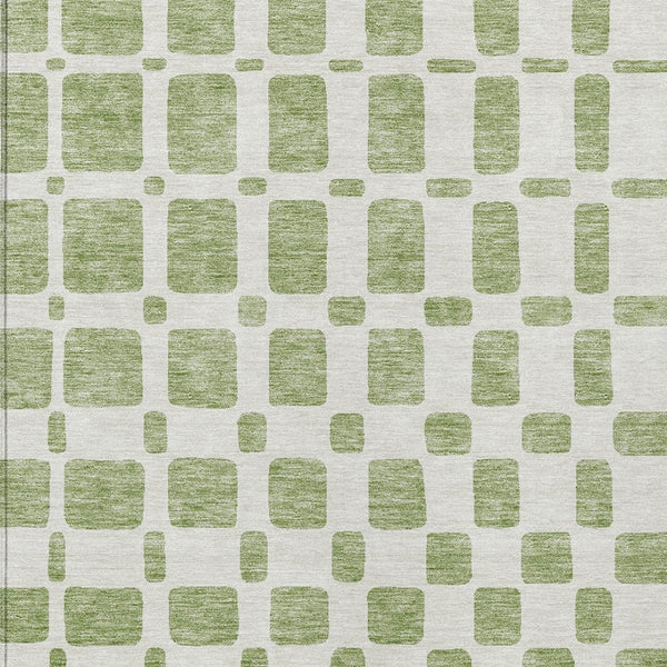 Homeroots 3' Artichoke Green Geometric Indoor Outdoor Area Rug - Stylish, Washable, And Durable For Any Space 10' X 14' Polyester 591086