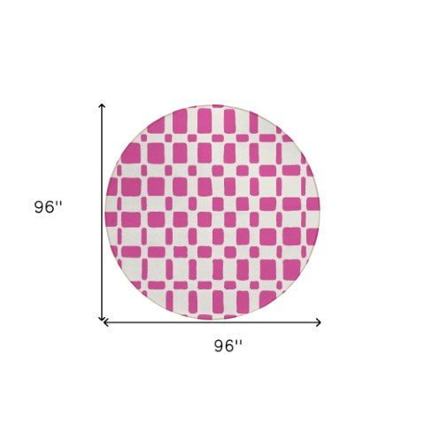 Homeroots 3' Artichoke Green Geometric Indoor Outdoor Area Rug - Stylish, Washable, And Durable For Any Space 8' Round Polyester 591095