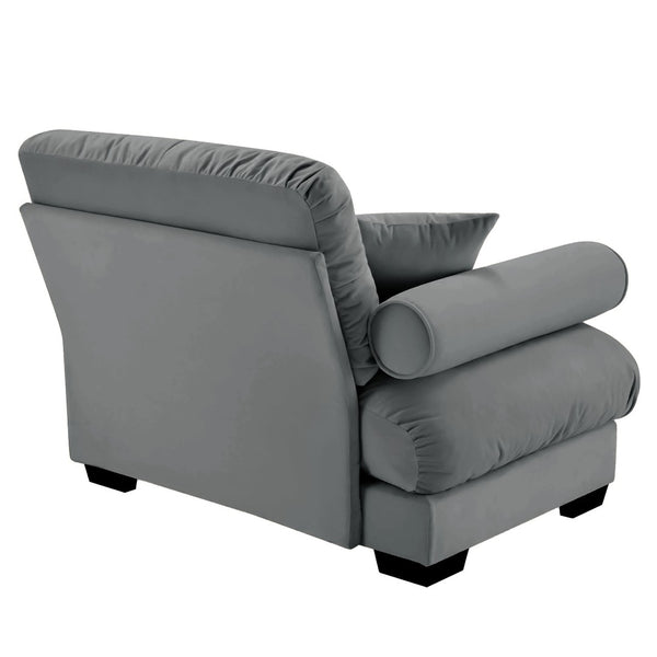 English Elm Milano Velvet Sectional Sofa with Bolster Arms and Cloud Cushions for Lounge Living W714P283157