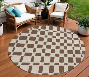 Homeroots 3' Artichoke Green Geometric Indoor Outdoor Area Rug - Stylish, Washable, And Durable For Any Space 8' Round Polyester 591101