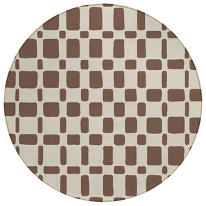 HomeRoots 5' Brown and Beige Geometric Washable Area Rug – Stylish, Durable for Indoor & Outdoor Spaces 8' Round 591101