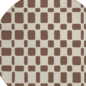 Homeroots 3' Artichoke Green Geometric Indoor Outdoor Area Rug - Stylish, Washable, And Durable For Any Space 8' Round Polyester 591101