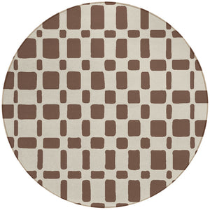 Homeroots 3' Artichoke Green Geometric Indoor Outdoor Area Rug - Stylish, Washable, And Durable For Any Space 8' Round Polyester 591101