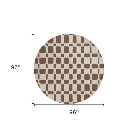 Homeroots 3' Artichoke Green Geometric Indoor Outdoor Area Rug - Stylish, Washable, And Durable For Any Space 8' Round Polyester 591101