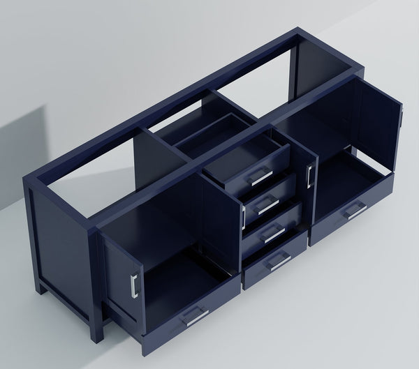 English Elm Navy Double Bath Vanity 80" W x 22" D – Solid Wood Frame, Fully Assembled, Soft-Close Drawers, Ample Storage B2731P258955