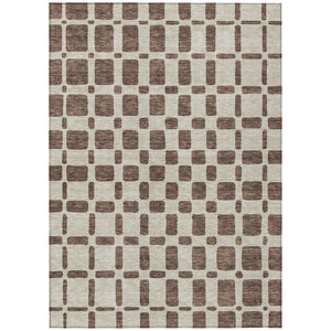 HomeRoots 5' Brown and Beige Geometric Washable Area Rug – Stylish, Durable for Indoor & Outdoor Spaces 8' X 10' 591102