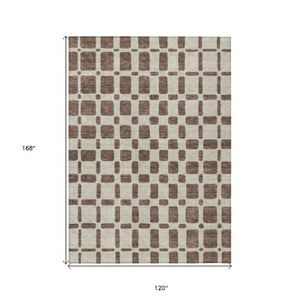 Homeroots 3' Artichoke Green Geometric Indoor Outdoor Area Rug - Stylish, Washable, And Durable For Any Space 10' X 14' Polyester 591104