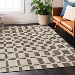 Homeroots 3' Artichoke Green Geometric Indoor Outdoor Area Rug - Stylish, Washable, And Durable For Any Space 10' X 14' Polyester 591104