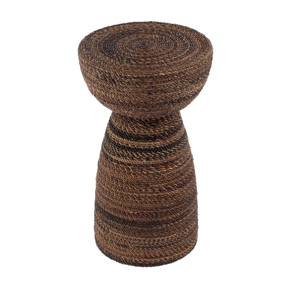 Butler Specialty Butler Bagshawe 13" Round Wood & Abaca Rope Inlay Drum Side Table - Rustic Elegance For Any Space Brown Gmelina Wood,Abaca Rope Inlay 5911070-butler