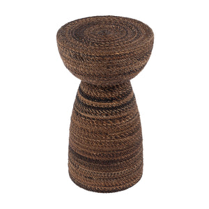 Butler Specialty Butler Bagshawe 13" Round Wood & Abaca Rope Inlay Drum Side Table - Rustic Elegance For Any Space Brown Gmelina Wood,Abaca Rope Inlay 5911070-butler